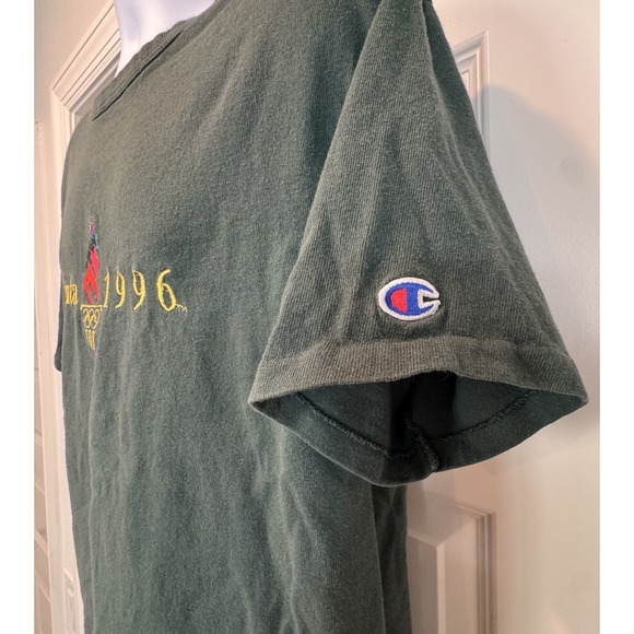 VINTAGE ATLANTA OLYMPICS 1996 GREEN CHAMPION T Shirt L MADE IN USA Single Stitch - Picture 6 of 14